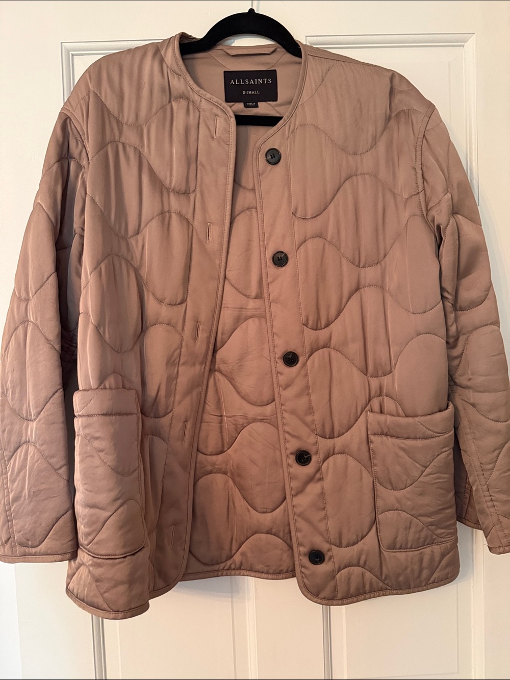 All Saints Quilted Jacket in beige/gray